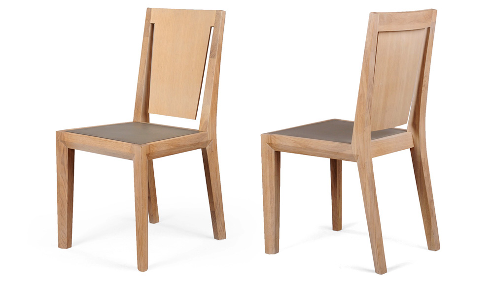Chaise en bois et béton